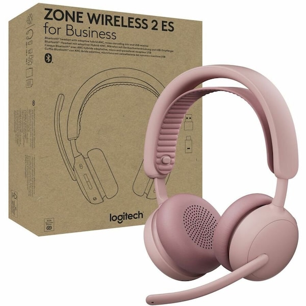Logitech ZONE WIRELESS 2 ES HEADSET FOR BUSINESS, TEAMS, ANC (USB-A/C) - ROSE 981-001519 - main