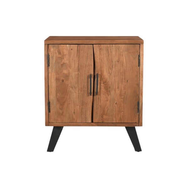 Homeroots 30" Brown Solid Wood Square Live Edge Nightstand 571534 - main