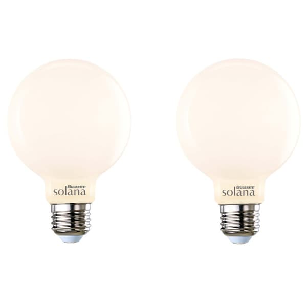 Bulbrite Solana 40-Watt Equivalent 90 CRI G25 Smart WIFI Connected Globe LED Light Bulb, Milky, 2PK 861710 - main