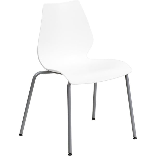 Flash Furniture Stack Chair w/Support, 770 lb. Capcty, Wht RUT-288-WHITE-GG - main