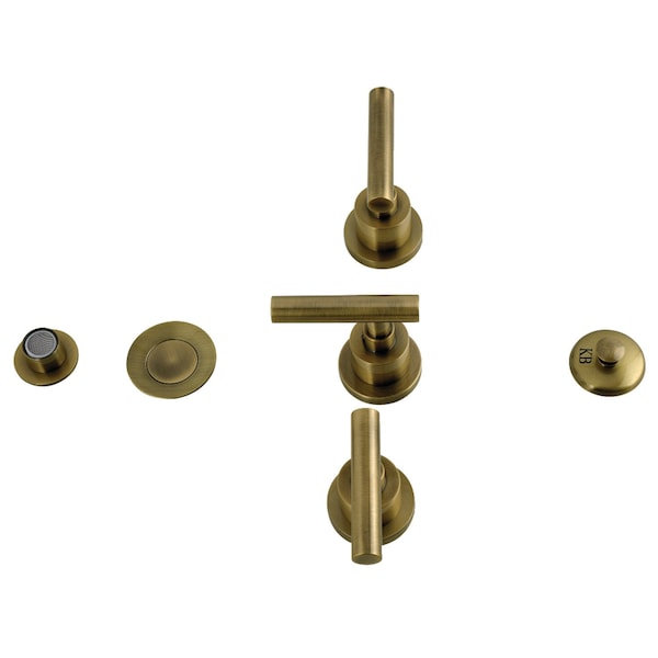 Kingston Brass Three-Handle Bidet Faucet with Brass Pop-Up, Antique Brass KB6323CML - main