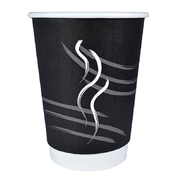 Rdi Double Wall Cup Generic Unwrapped Black 12oz 500cs, 500PK CP-DBU12-BLK - main