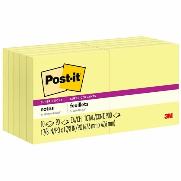 Post-It Pads in Canary Yellow, 1.88" x 1.88", 90 Sheets/Pad, PK10 62210SSCY - main