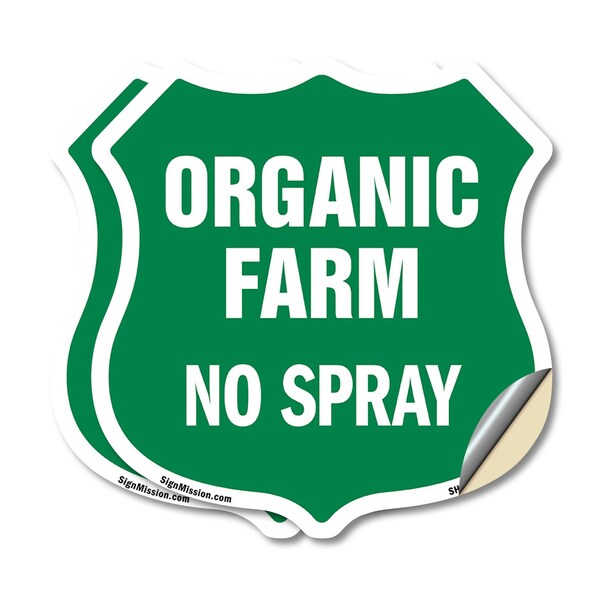 Signmission No Spray Shield Sign Organic Farm, 12 inch X 12 inch, Vinyl Decal, 2PK SHI-D-2PACK-12-406 - main
