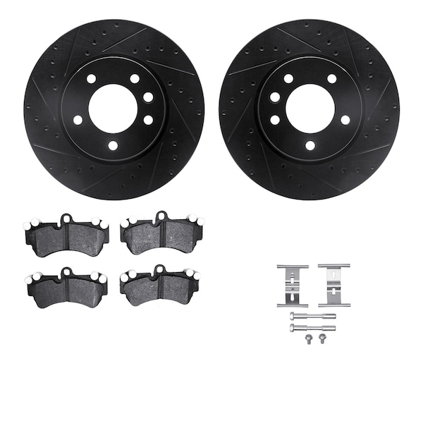 Dynamic Friction Co DFC Rotors-Drilled & Slotted-Black w/ EURO 5000 Ceramic Brake Pads Incl Hdw 8612-74048 - main