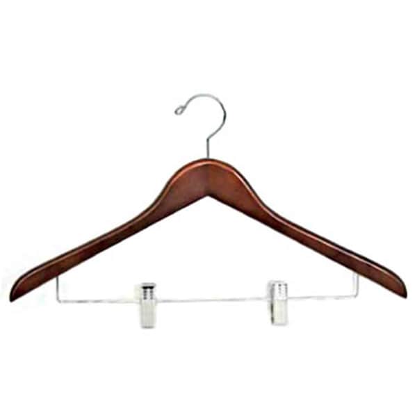 Clean All Suit Hanger with Wire Clips Light Walnut, 50PK CL2637592 - main