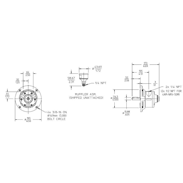 Gast Flanged Air Motor, Cast Iron, 1.7 hp, 11 lb 4AM-NRV-50C - main