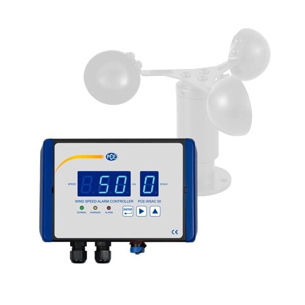 Pce Instruments Wind speed alarm controller, 0-50 m/s with 0-10V input and dual relays (24V DC) PCE-WSAC 50-320 - main