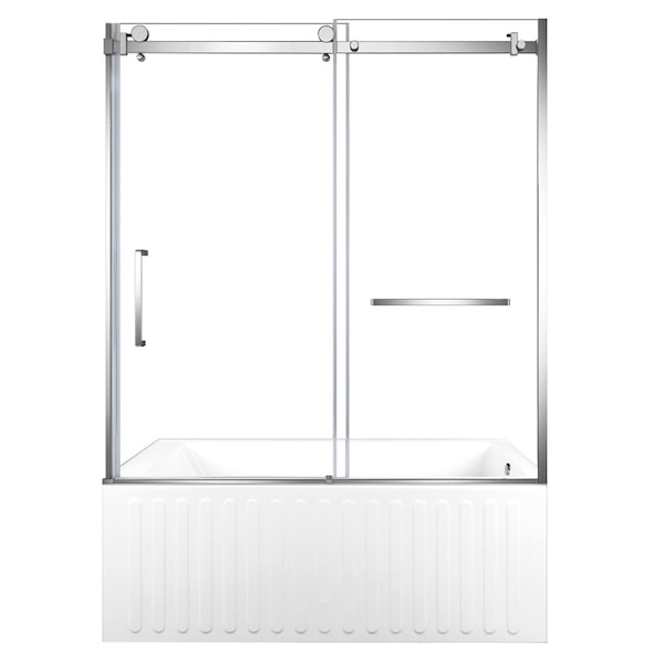 Kingston Brass 60" Acrylic Alcove Right-Hand Drain Tub with Left Sliding Tub Door, White/Polished Chrome KVTDE603121R1 - main