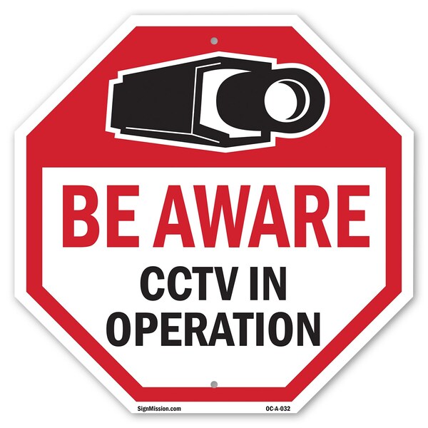 Signmission Be Aware CCTV In Operation, 10 Inch X 10 Inch, Aluminum Metal Signs OC-A-10-32 - main