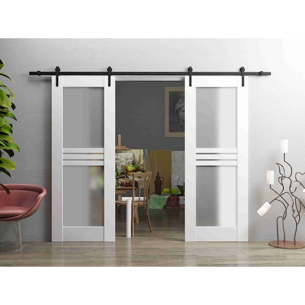 Vdomdoors Double Barn Interior Door, 72" x 96", White MELA7222DB-WS-7296 - main