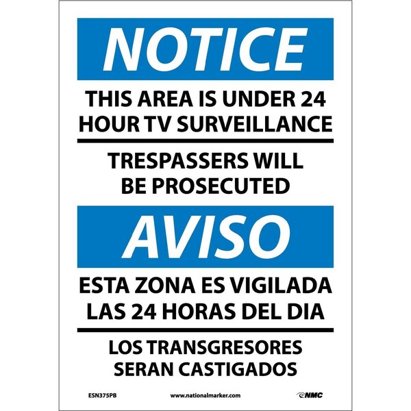 Nmc Notice Under Surveillance Sign - Bilingual, ESN375PB ESN375PB - main