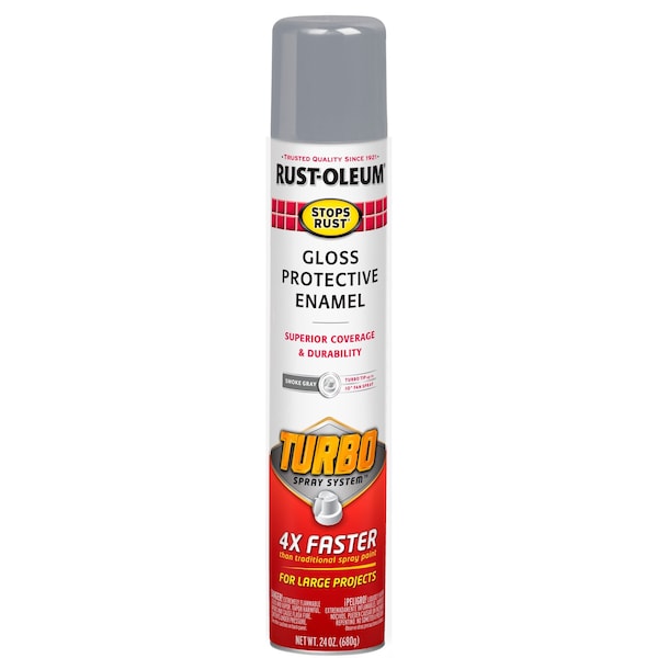 Rust-Oleum Protective Enamel Spray Paint, Smoke Gray, Gloss, 24 oz 393377 - main