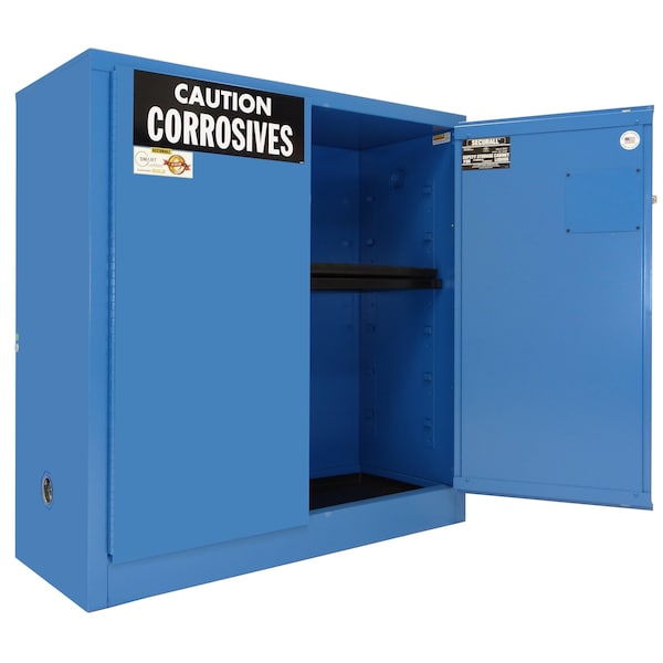 Securall Acid/Corrosive Storage Cabinet, 30 Gallon, 1 Shelves, 43 in W x 44 in H x 18 in D, Blue C130 - main