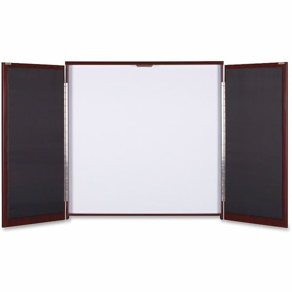 Lorell Presentation Cabinet - Drywipe Whiteboard, Hinged Door w/Mahogany Frame, 47-1/3"W x 47-1/3"H 69865 - main