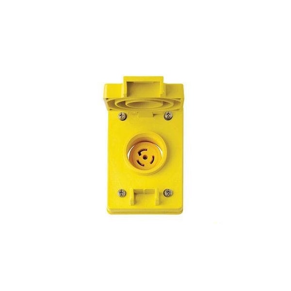Leviton Watertight Locking Receptacle, L7-30R, 30 A, 277V AC, Single Phase, 2 Pole, Flush Mount, Yellow 69W49 - main