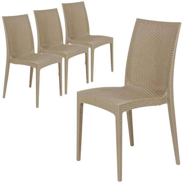 Leisuremod Mace Stackable Polypropylene Dining Chair, 275 lb Capacity, Weather-Resistant, 4PK MC19TP4 - main