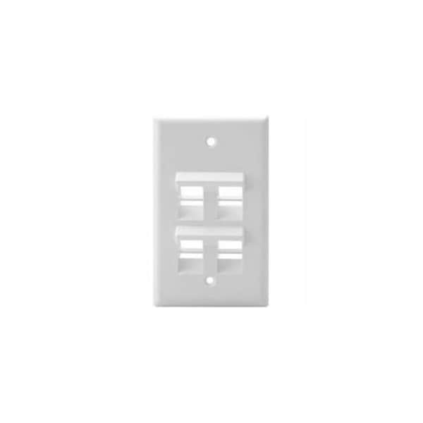 Leviton 4-Port Angled Wallplate Unload, 1-Gang Use W/Snap-In Modules 41081-4WP - main