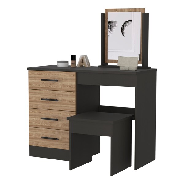 Homeroots 50" Brown And Black Four Drawer Combo Dresser 492000 - main