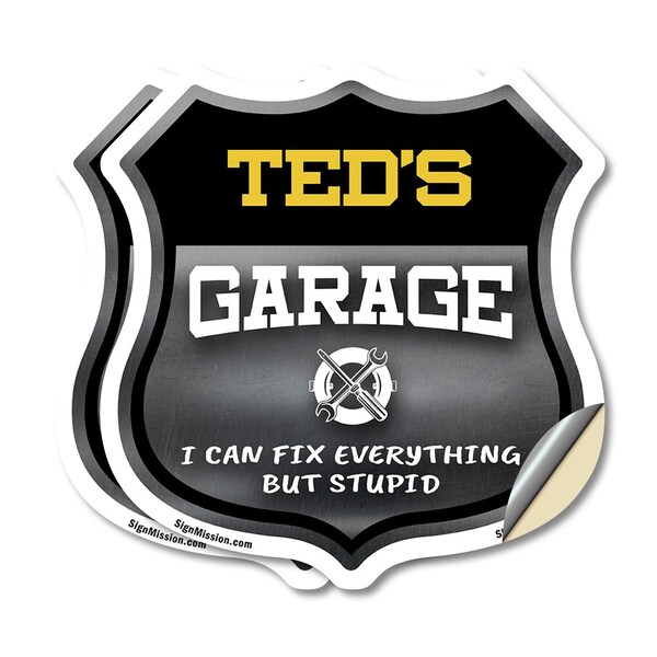 Signmission Ted's Garage I Can Fix Everything But Stupid, 4 inch X 4 inch, Vinyl Decal, 2PK SHI-D-2PACK-4-490-TED - main