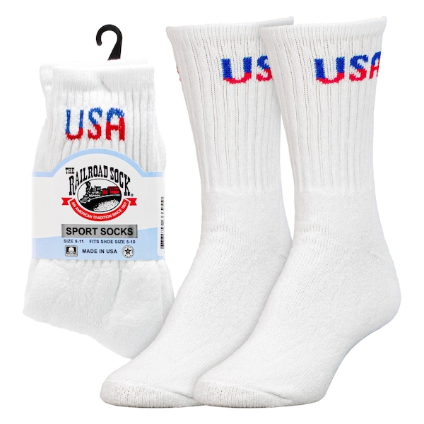 Railroad Sock Medium Patriotic USA Crew Socks, 2PK USA 9-11 Crew - main