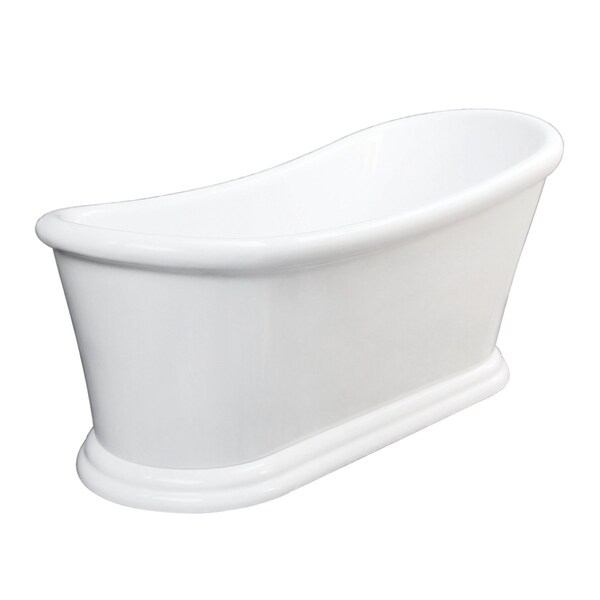 Kingston Brass 67" Acrylic Oval Single Slipper Pedestal Tub with Drain, No Faucet Drillings, Glossy White VTSS672929 - main