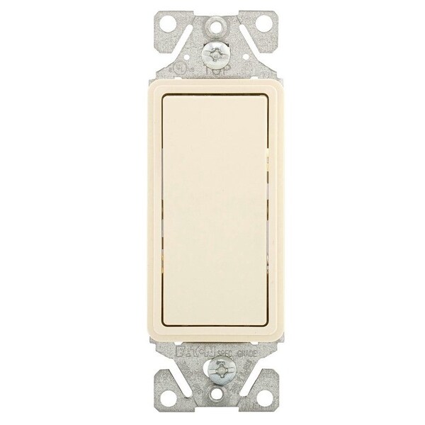 Eaton Wiring Devices 7500 Rocker Switch, 15 A, 120277 V, 3Way, Lead Wire Terminal, Light Almond 7503LA-BOX - main