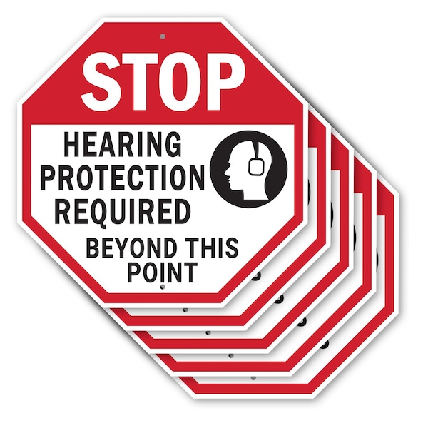 Signmission Stop Hearing Protection Required Be, 10 inch X 10 inch, Aluminum Metal Signs, 5PK OC-A-5Pack-10-123 - main