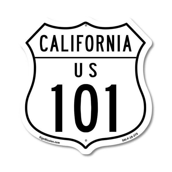 Signmission California Route Marker Shield Sign Us 1, 18 Inch X 18 Inch, Plastic Sign SHI-P-18-370 - main