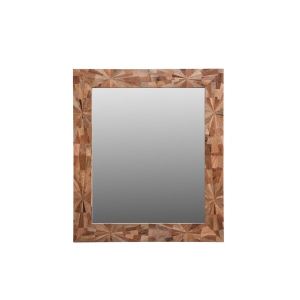 Homeroots 46" Brown Solid Wood Geometric Starburst Framed Accent Mirror 521570 - main