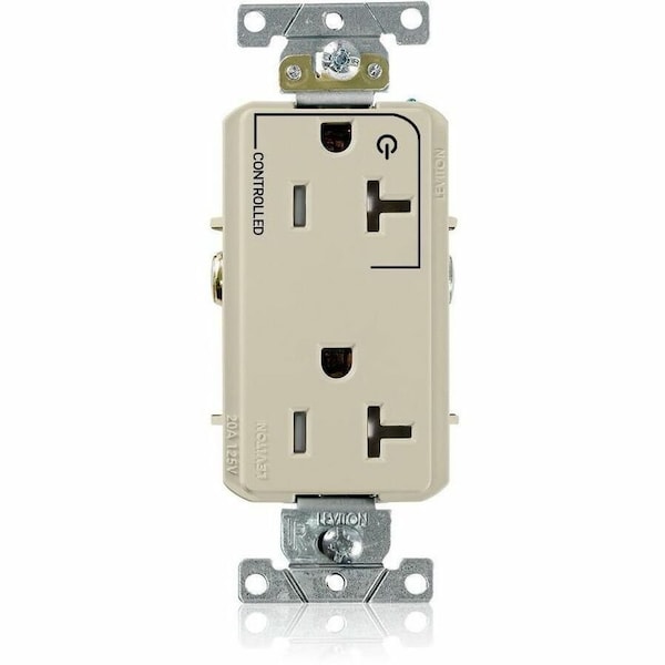 Leviton Dec Plus Rec 20A 125V TR 1Mrk-Ctrl Ivr TDR20-S1I - main