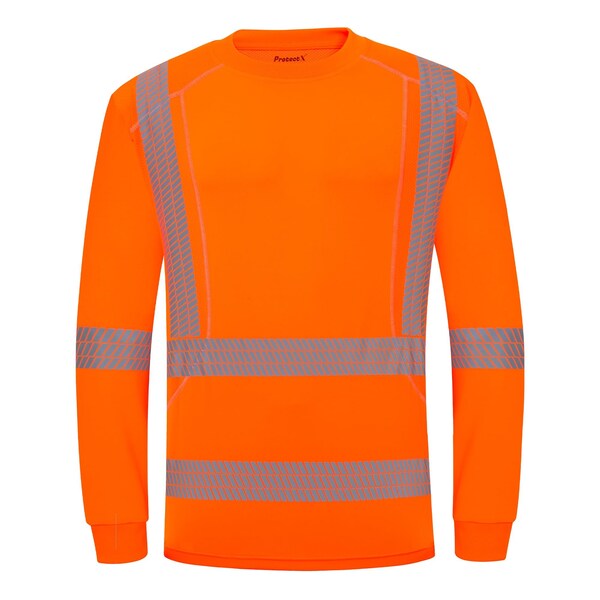 Protectx Long Sleeve T-Shirt, Class 3, Type R, 92% Polyester, 8% Spandex, Orange, M ST-ESM155-LS-OR-M-01 - main
