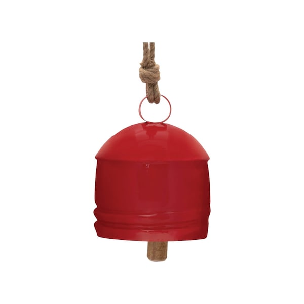 Homeroots Set of Four Red And Natural Holiday Bell Shaped Ornaments, 4PK 633376 - main