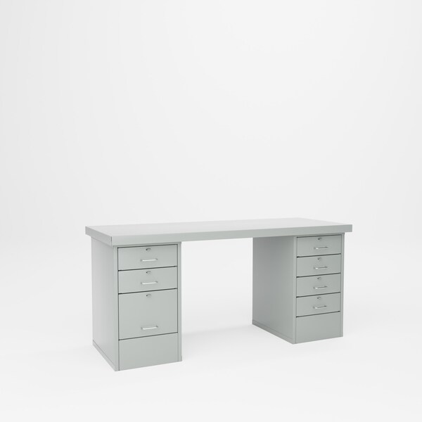 Pucel File & Drawer Pedestal Bench, 72 in W x 34 in H x 28 in D, Gray FDB-2872-S - main