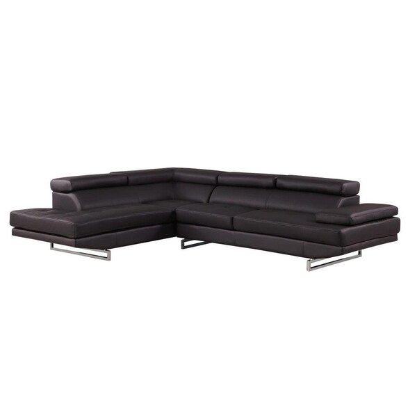 Homeroots Black Leather L Shaped Two Piece Corner Sectional 366221 - main