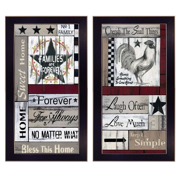 Homeroots Set Of Two Family Wisdom Cherish The Small things Black Framed Print Wall Art, 2PK 406094 - main