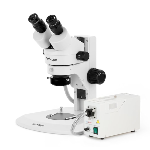 Amscope SM-1 Super Widefield Zoom Binocular Stereo Microscope 7X-45X w/150W Halogen Ring Light on Track Sta SM-1BR-FOR - main