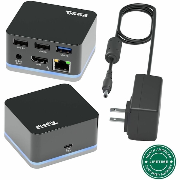Plugable Technologies Plugable USB-C Wired Cube Mini Docking Station - Compact HDMI, Gigabit Ethernet, 3 USB Ports UD-CUBE - main