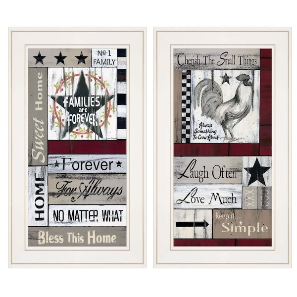 Homeroots Set Of Two Family Wisdom 1 White Framed Print Wall Art, 2PK 406093 - main