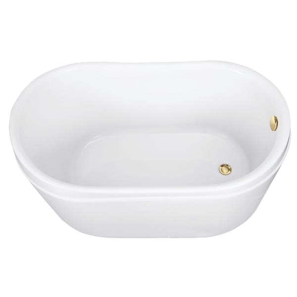 Kingston Brass 52-Inch Acrylic Oval Double Slipper Freestanding Tub with Overflow/Drain Assembly VTRS522928M2 - main