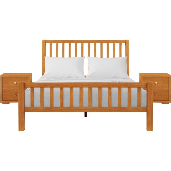 Homeroots Three Piece Brown Solid Wood Bedroom Set 523689 - main