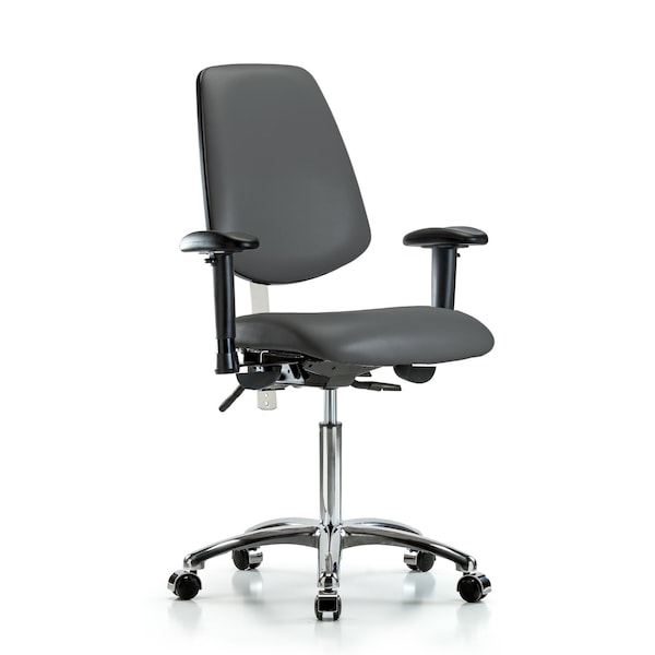 Blue Ridge Ergonomics Vinyl Clean Room Chair, Adjustable Arms BR-NCR-VMBCH-MB-CR-T1-A1-NF-CC-8823 - main