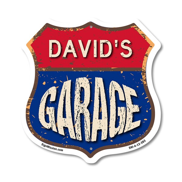 Signmission David's Garage, 12 Inch X 12 Inch, Aluminum Metal Sign SHI-A-12-383-DAVID - main