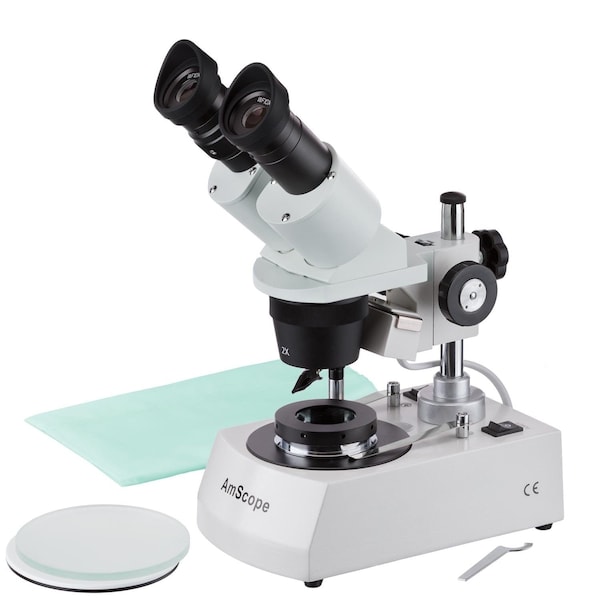 Amscope SE306 Compact Multi-Lens Binocular Stereo Microscope 20X-40X w/Angled Head, Metal Pillar Stand, Top & SE306R-P-DK - main