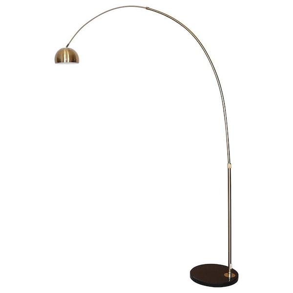 Leisuremod Arco Arched Floor Lamp 75.6in Height with Black Round Marble Base and Metal Dome Lamp Shade, Gold ALBL-BGG-13GG - main