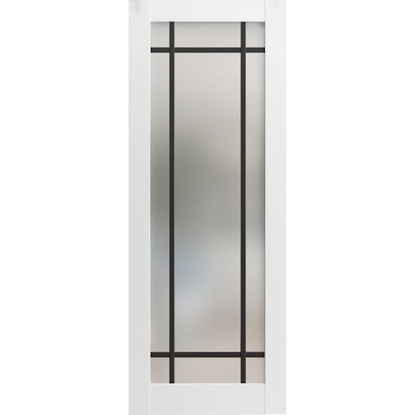 Sartodoors Slab Barn Door Panel Frosted Glass Lite Planum 2112 White Solid Core Modern Interior PLANUM2112S-WS-28 x 80 - main