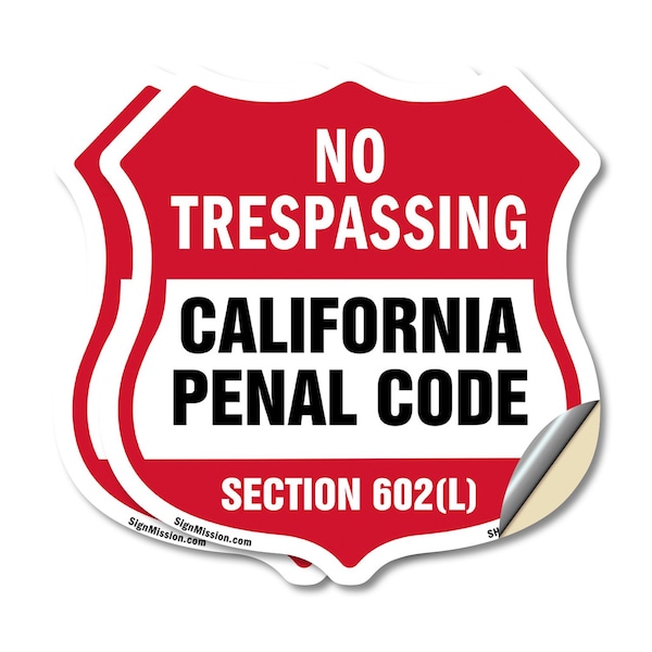 Signmission California No Trespassing Shield Sign Ca, 12 inch X 12 inch, Vinyl Decal, 2PK SHI-D-2PACK-12-368 - main