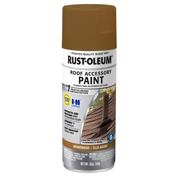 Rust-Oleum Rust Preventative Spray Paint, Shakewood, Flat, Solvent, 12 Oz 285225 - main