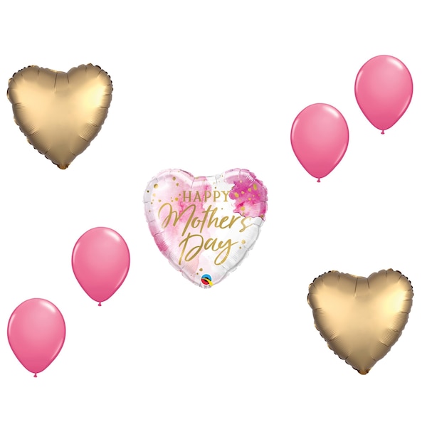 Loonballoon Mother's Day Theme Balloon Set, Standard Size Heart Shape Mother's Day Pink Watercolor Balloon LB-87721 - main