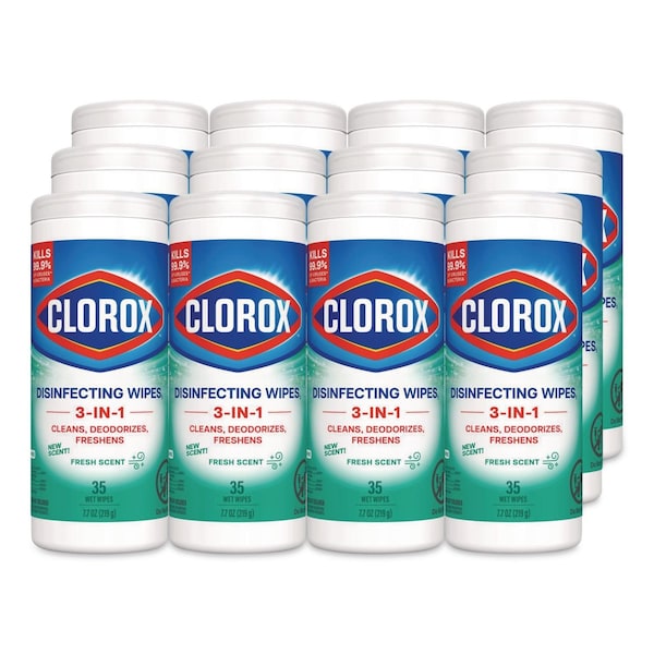 Clorox Disinfecting Wipes, 7 x 8, Fresh Scent, 35/Canister, 12PK 01593 - main